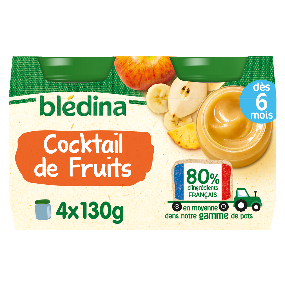 Petits pots bébé aux fruits dès 6 mois BLEDINA 4x130g