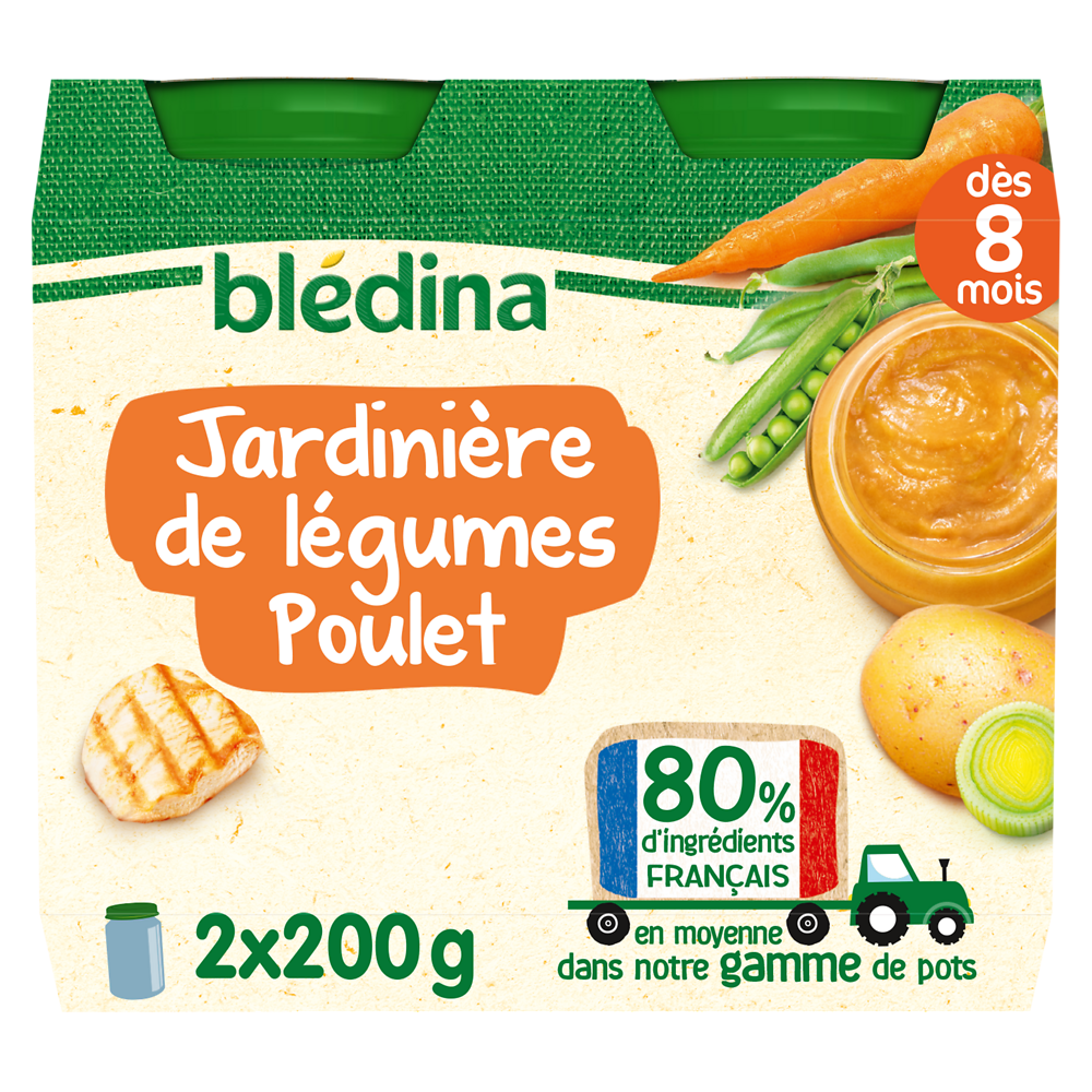 Petits pots bébé aux légumes poulet dès 8 mois BLEDINA 2x200g