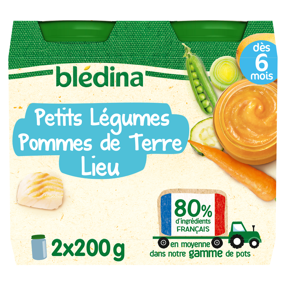 Petits pots bébé légumes pommes de terre colin lieu dès 6 mois BLEDINA2x200g