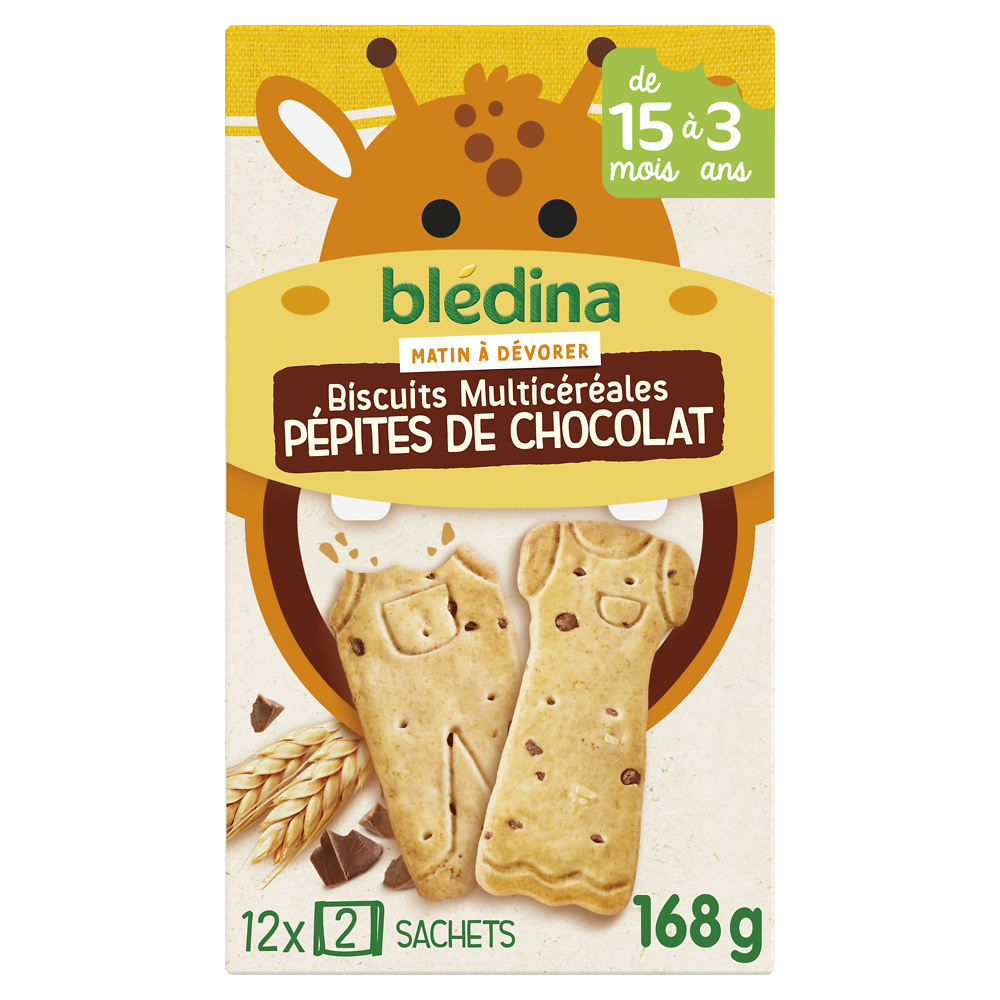 Biscuits bébé multicéréales pépites de chocolat dès 15 mois BLEDINA 168g