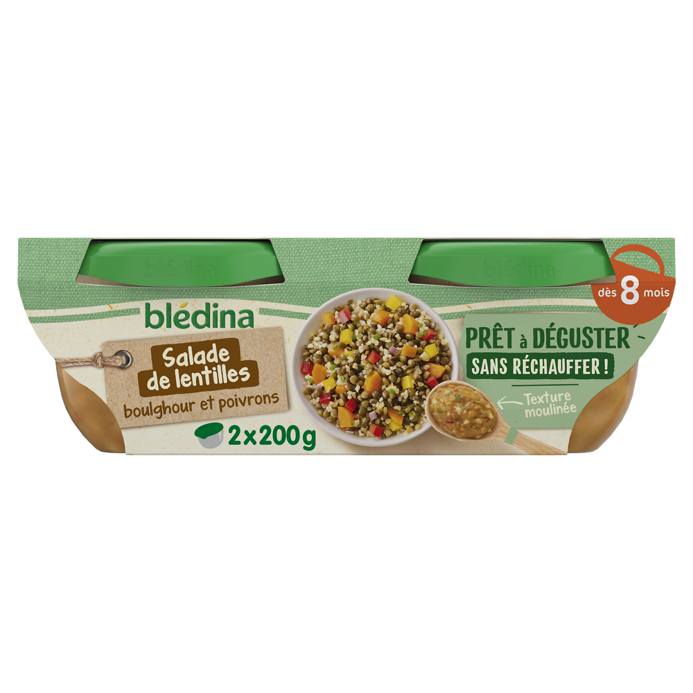 Salade de lentilles boulghour et poivrons dès 8 mois BLEDINA 2x200g