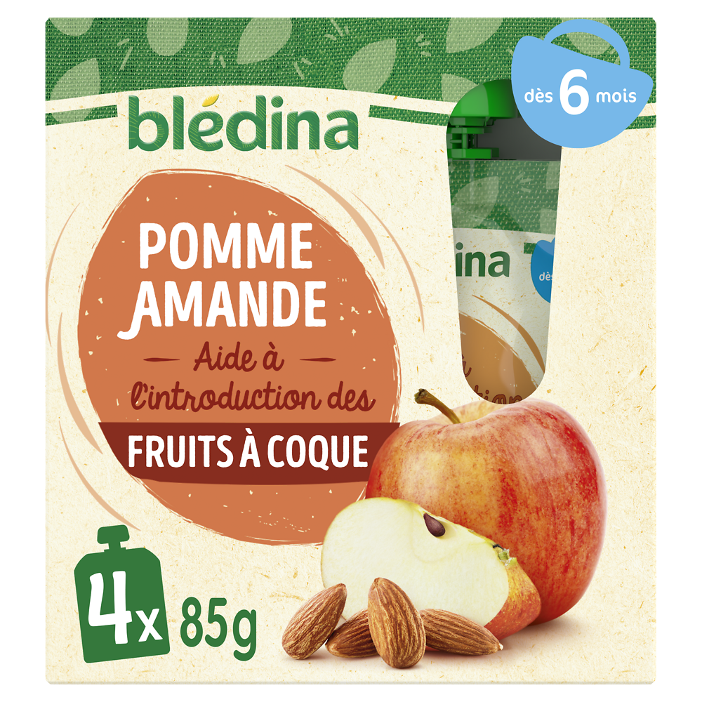 Gourdes pommes amandes dès 6 Mois BLEDINA 4x85g