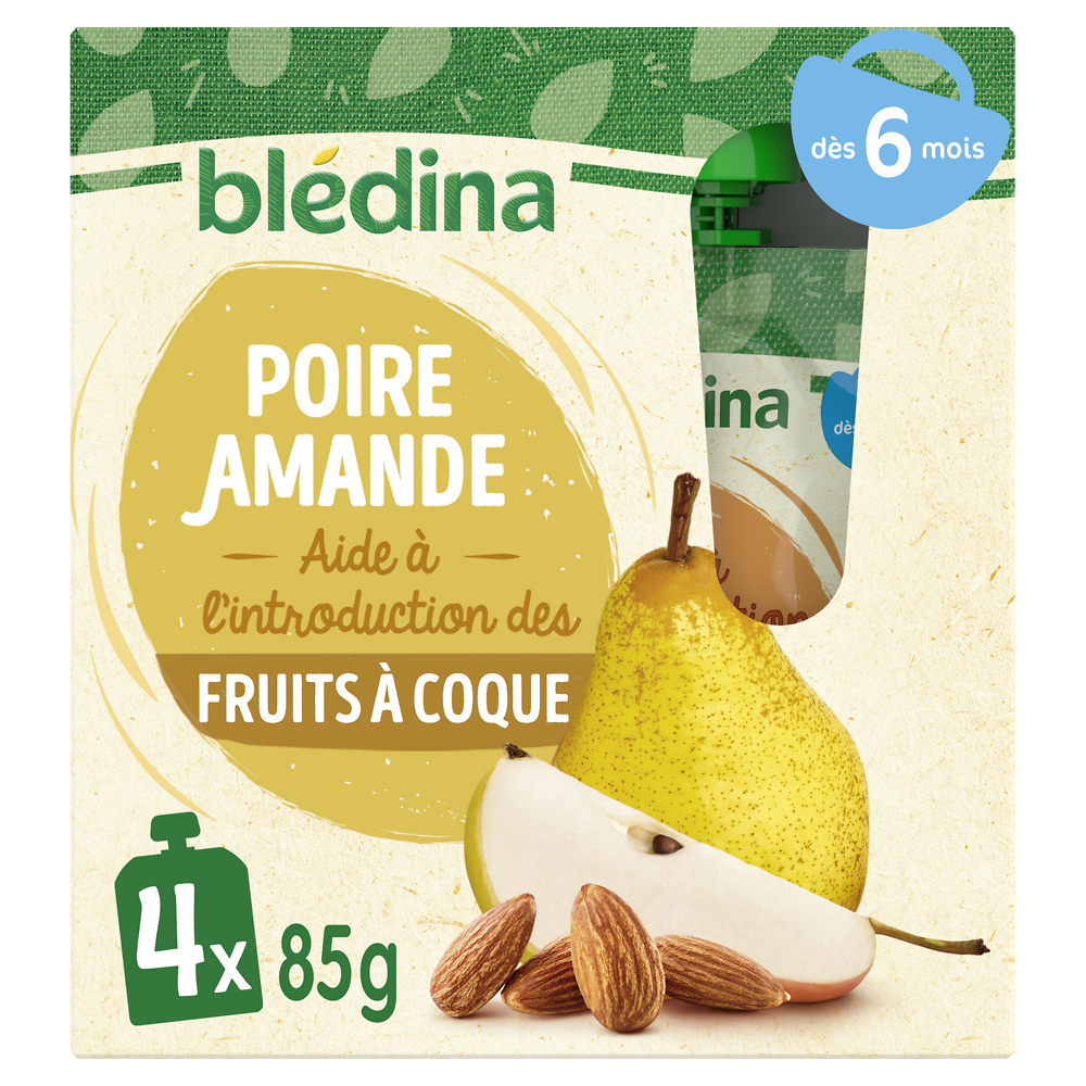 BLEDINA Gourdes Poires Amandes 4x85g dès 6 Mois