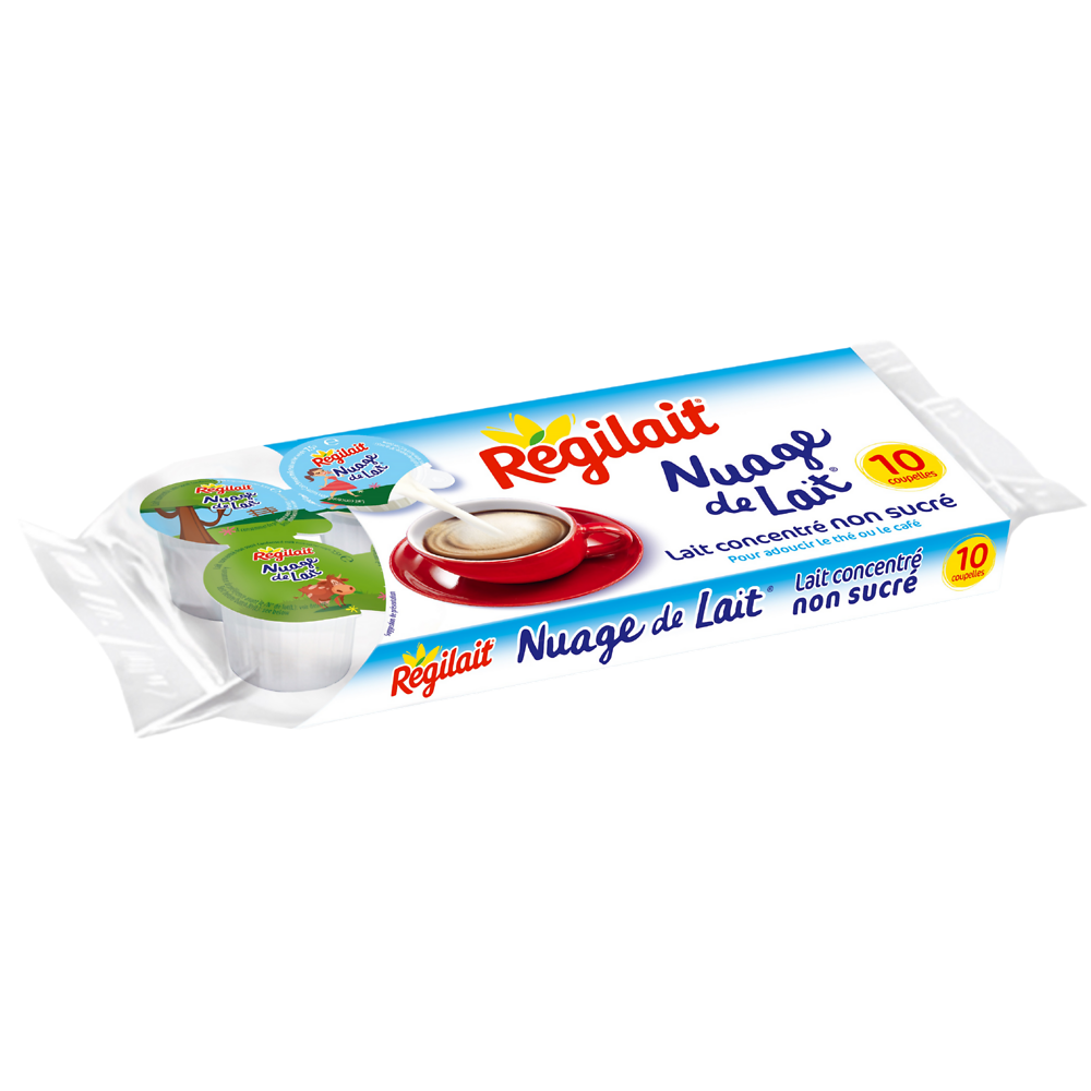 Lait concentré non sucré "Nuage de Lait" REGILAIT, 10 coupelles, 75g