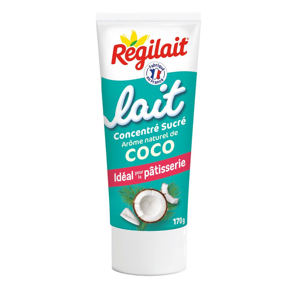 Lait concentré sucré arômatisé noix de coco REGILAIT, tube 170g