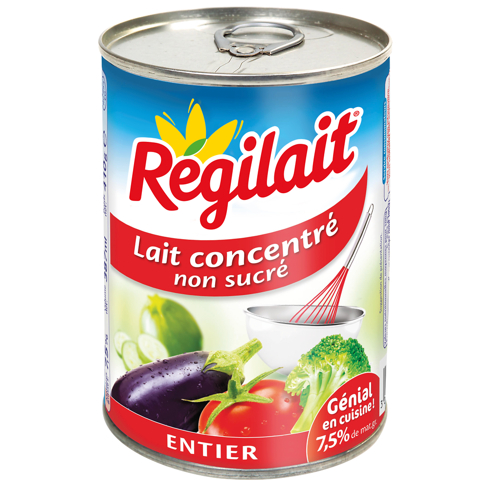 Lait concentré non sucré entier REGILAIT, boîte 410g