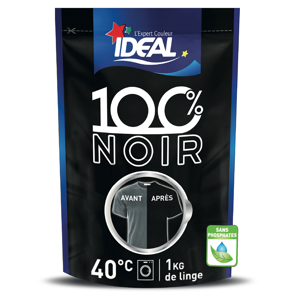 Teinture pour tissus 100% noir Idéal, 400ml