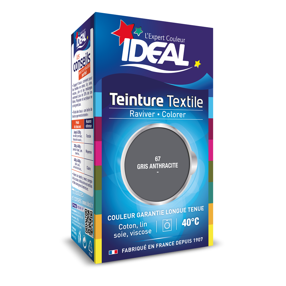 Teinture liquide pour tissus gris anthracite IDEAL