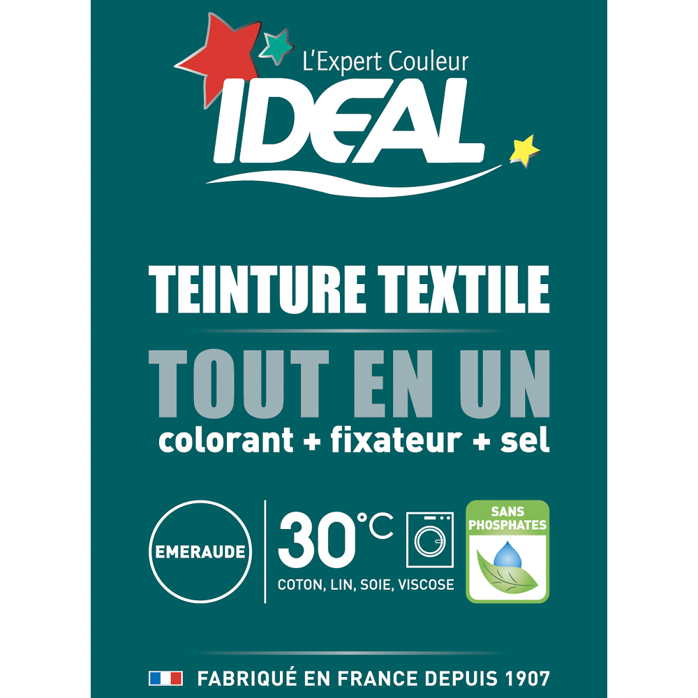 Teinture textile tout en 1 mini émeraude IDEAL, paquet de 230g