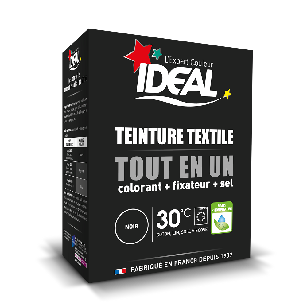 Teinture pour textile noir Tout en Un IDEAL, paquet de 350g