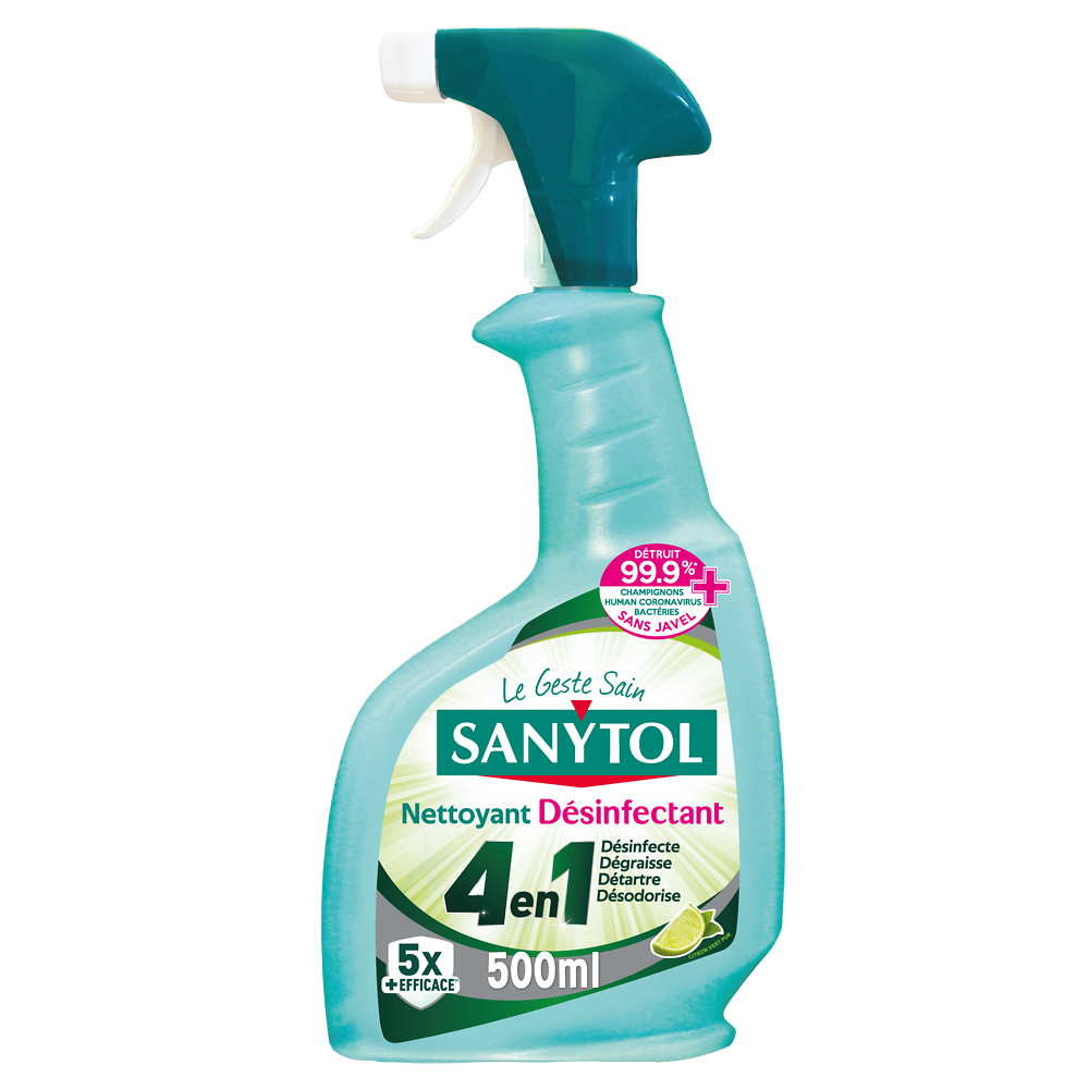 Nettoyant désinfectant fresh SANYTOL 4 actions protection, spray de 500ml