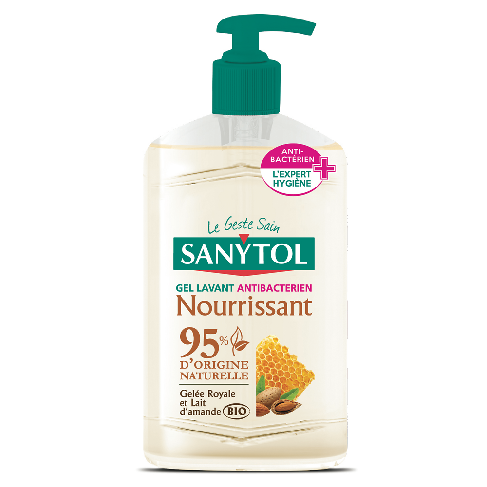 Gel lavant anti-bactérien nourrissant lait d'amande et gelée royale SANYTOL 250ml