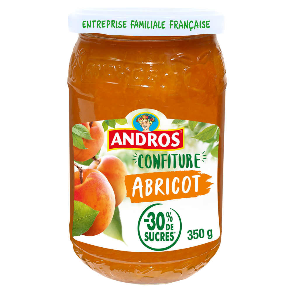 Confiture allégée d'abricot ANDROS, 350g