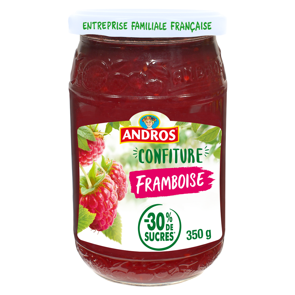 Confiture allégée de framboise ANDROS, 350g