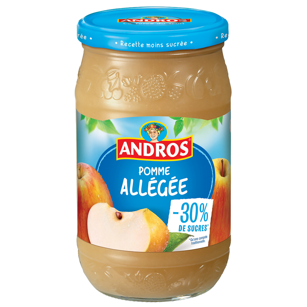 Compote de pomme allégée en sucre ANDROS, 730g