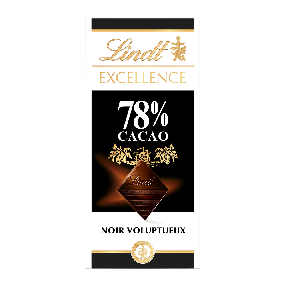 Chocolat noir corsé 78% LINDT EXCELLENCE, Tablette de 100g