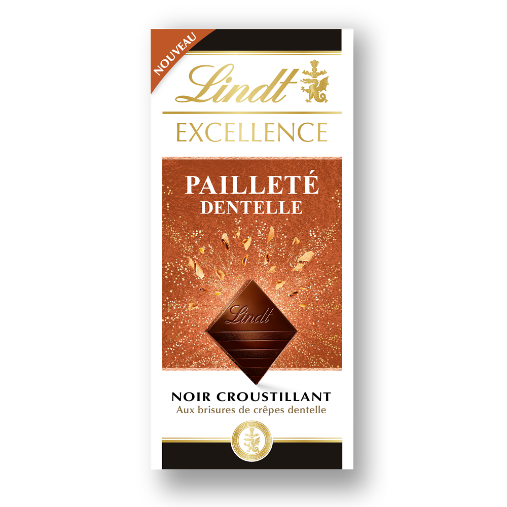 Tablette de chocolat excellence noir crêpe dentelle LINDT 100g