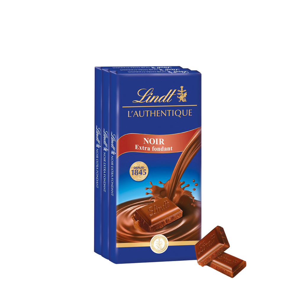 Chocolat noir extra fondant maître chocolatier LINDT 3x100g