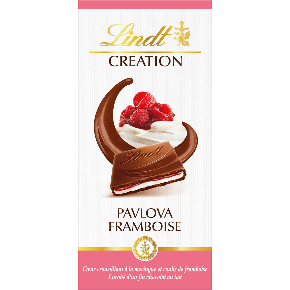 Création chocolat au lait pavlova à la framboise LINDT - 150g