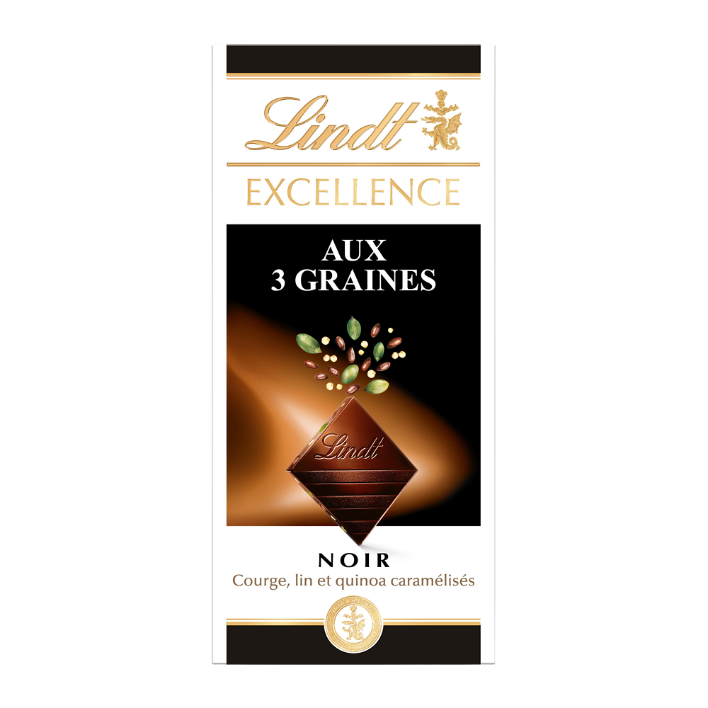 Chocolat Excellence aux 3 graines LINDT, tablette 100g