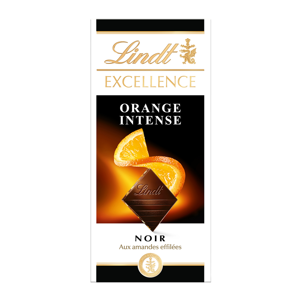 Chocolat noir orange intense Excellence LINDT Tablette de 100g