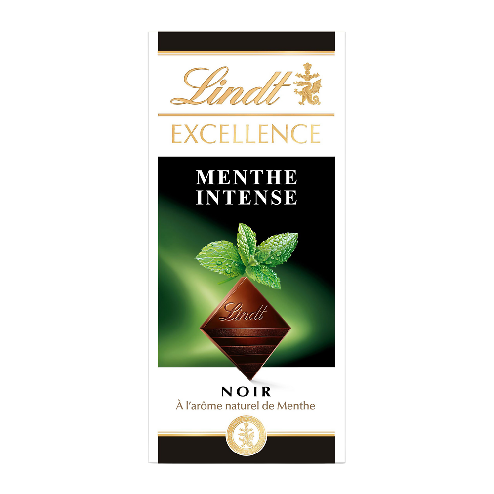 Chocolat noir menthe intense LINDT Excellence, Tablette de 100g