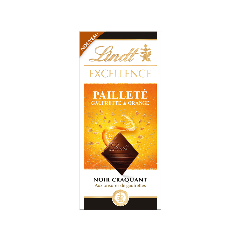 Lindt Tablette de chocolat EXCELLENCE Noir Gaufrette Orange