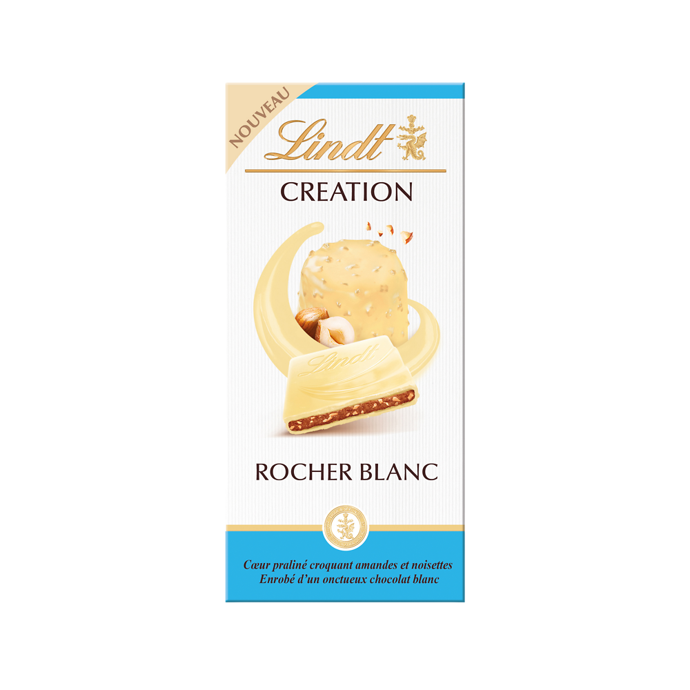 Création blanc rocher blanc LINDT, tablette 148g