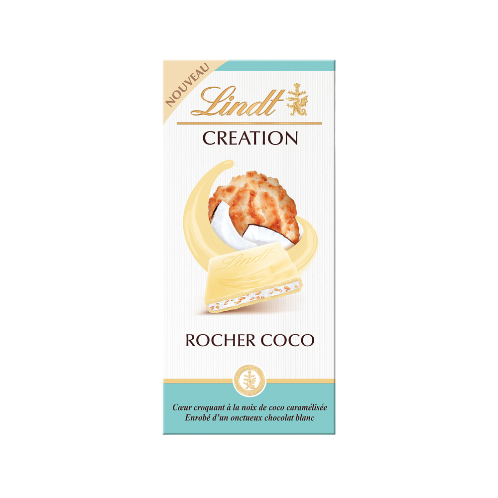 Création blanc rocher coco LINDT, tablette 145g