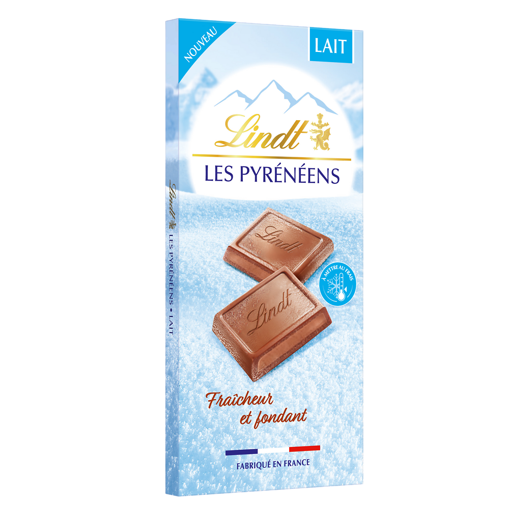 Chocolat au lait Les Pyrénéens lait LINDT, Tablette de 150g