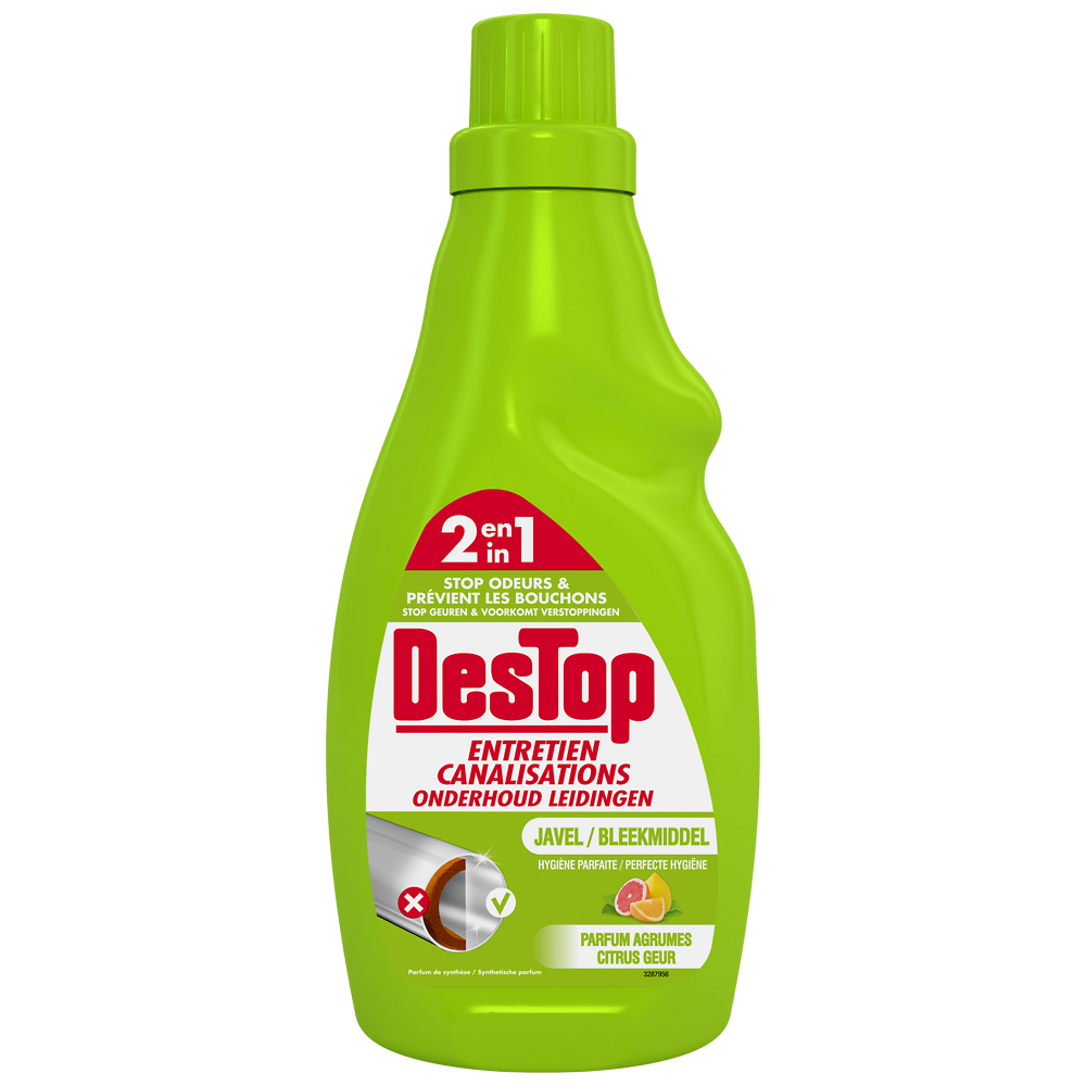 Gel d'entretien pour canalisations avec javel DESTOP, 750ml