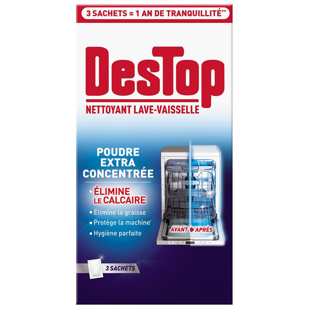 Nettoyant lave-vaisselle poudre extra concentrée DESTOP 3x50g