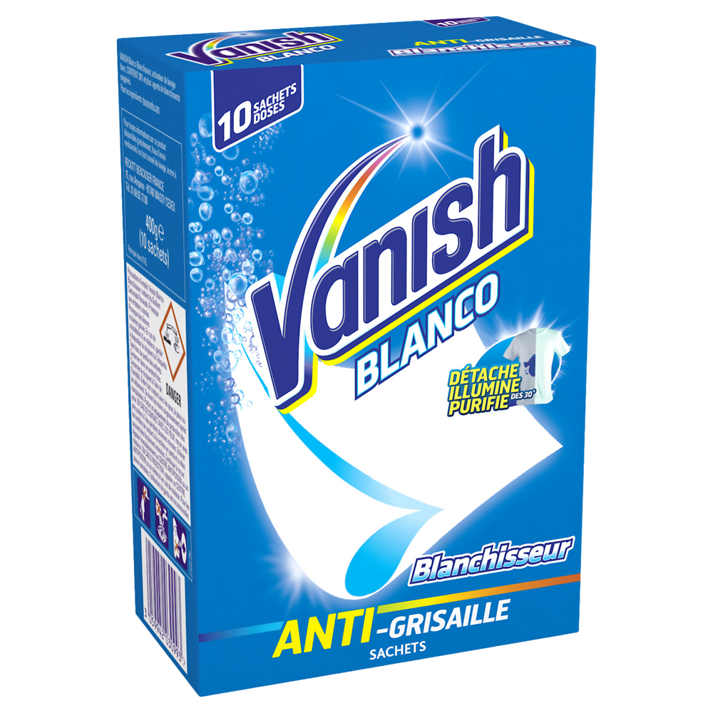 Blanchisseur anti grissaille VANISH Blanco, 10 sachets, 400g