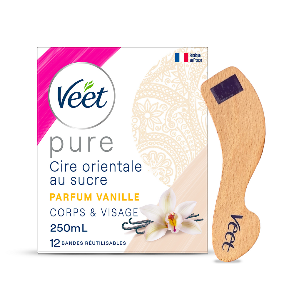 Cire orientale dépilatoire aux huiles essentielles parfum vanille VEET, pot de 250ml