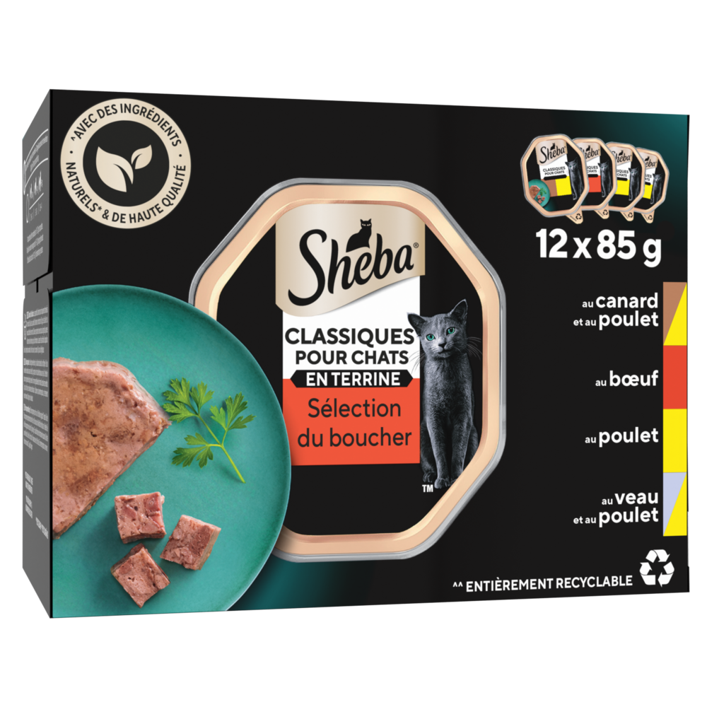 Barquettes chat Sélection du boucher en terrine SHEBA - 12x85g