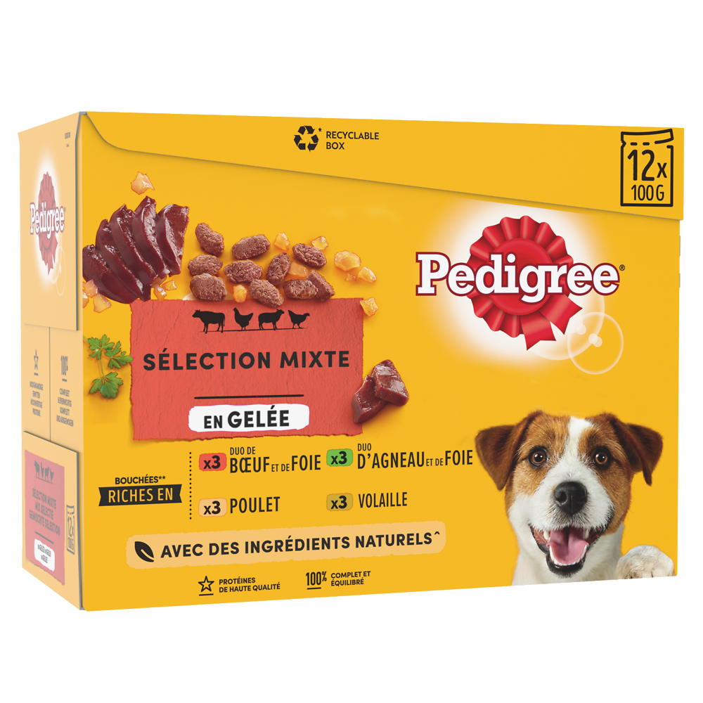 Sachets fraîcheur chien sélection mixte en gelée PEDIGREE - 12x100g