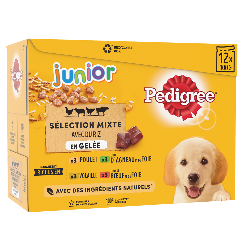 Sachets fraîcheur chiot sélection mixte en gelée PEDIGREE - 12x100g