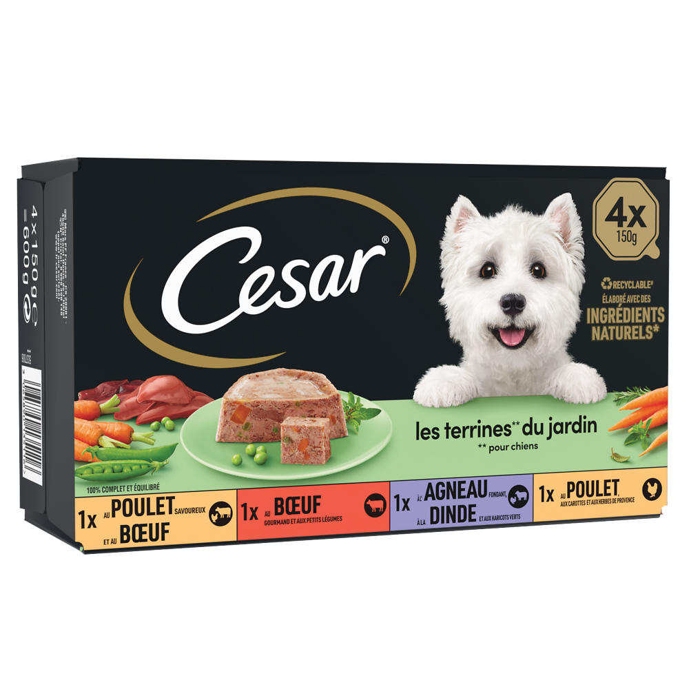 Barquettes chien Les terrines du jardin CESAR - 4x150g