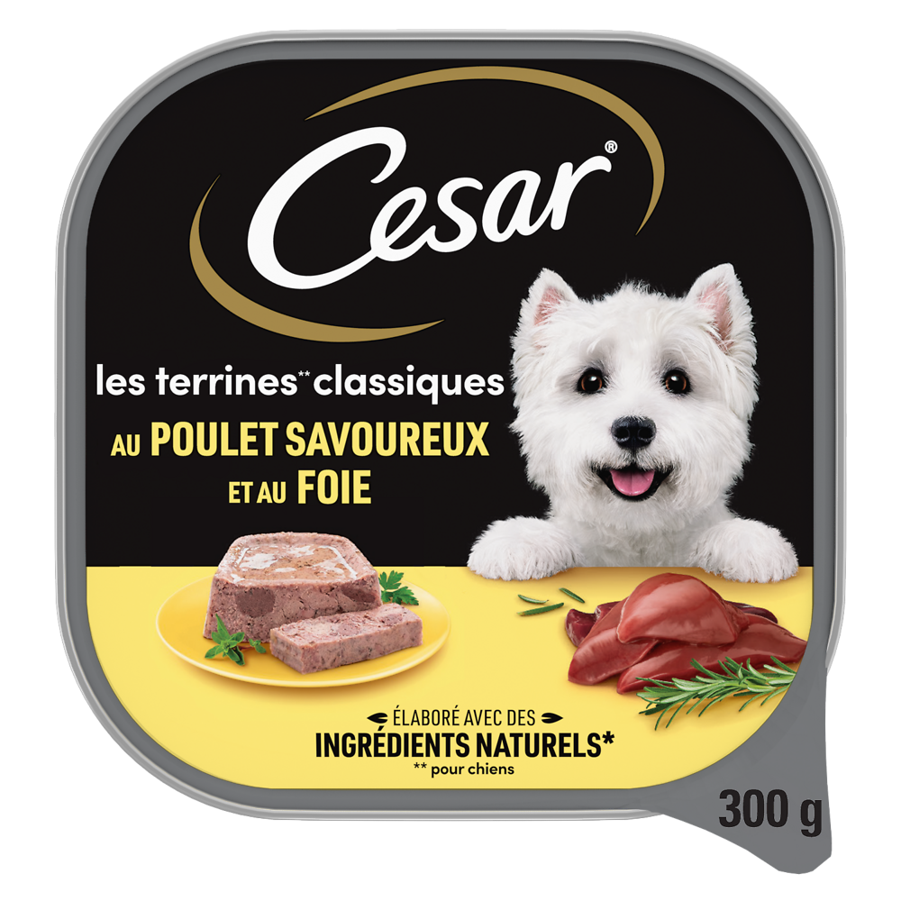 Barquette chien Les terrines classiques au poulet et au foie CESAR - 300g