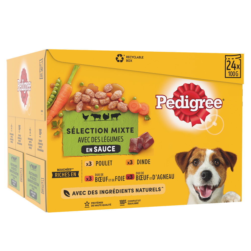 Sachets fraîcheur chien sélection mixte en sauce PEDIGREE - 24x100g