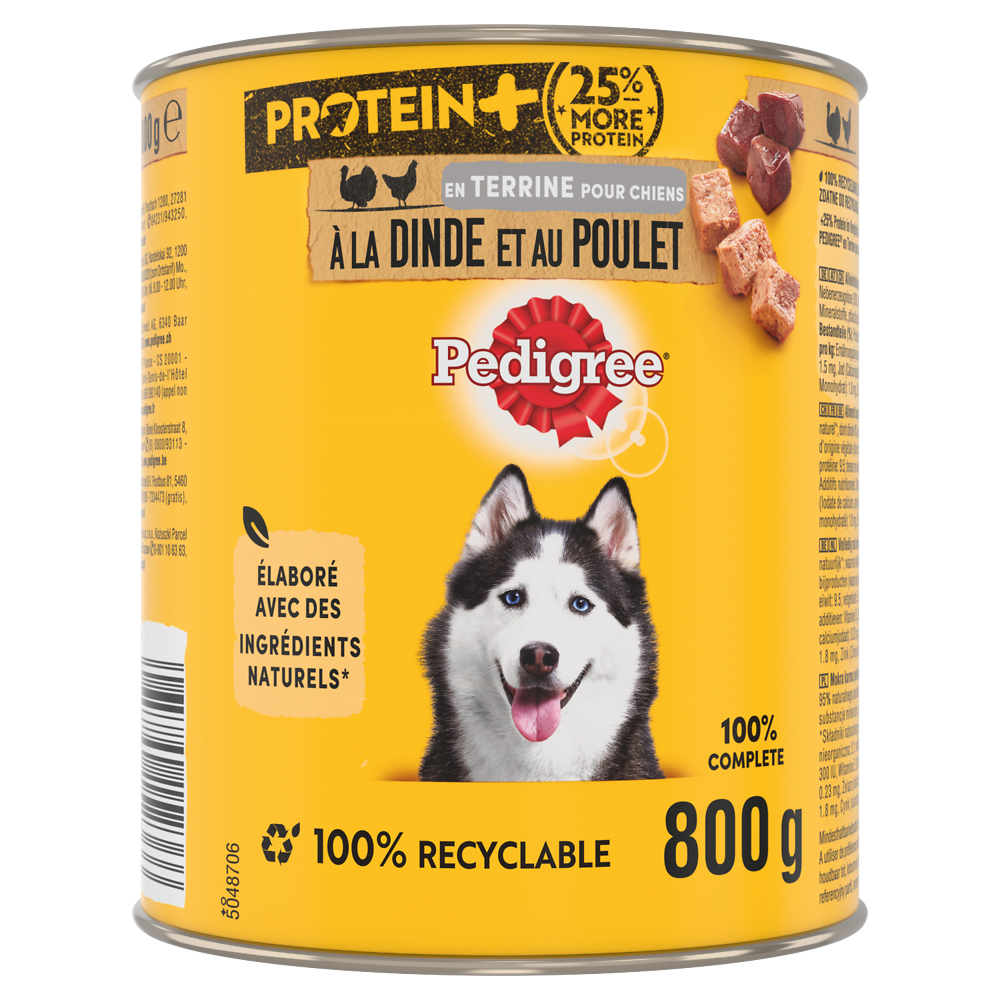 Boîte chien en terrine à la dinde et au poulet PEDIGREE - 800g