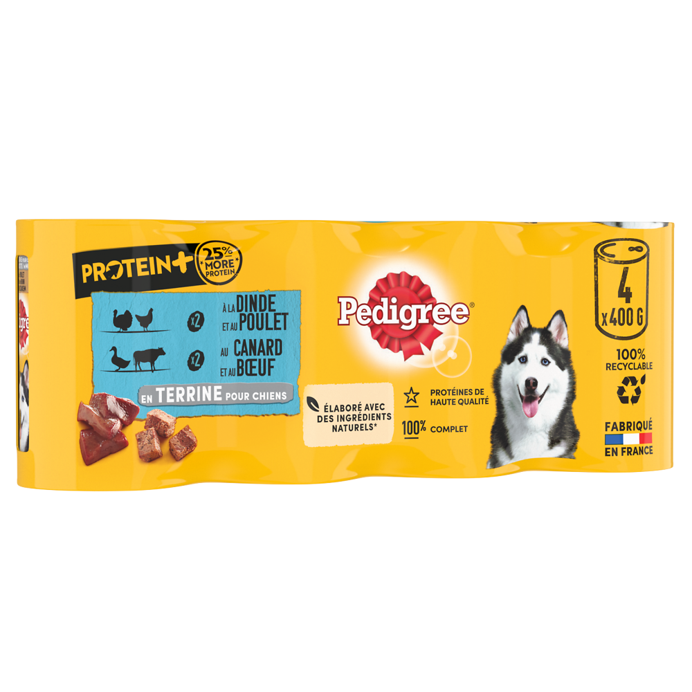 Boîtes chien en terrine Protein Plus PEDIGREE - 4x400g