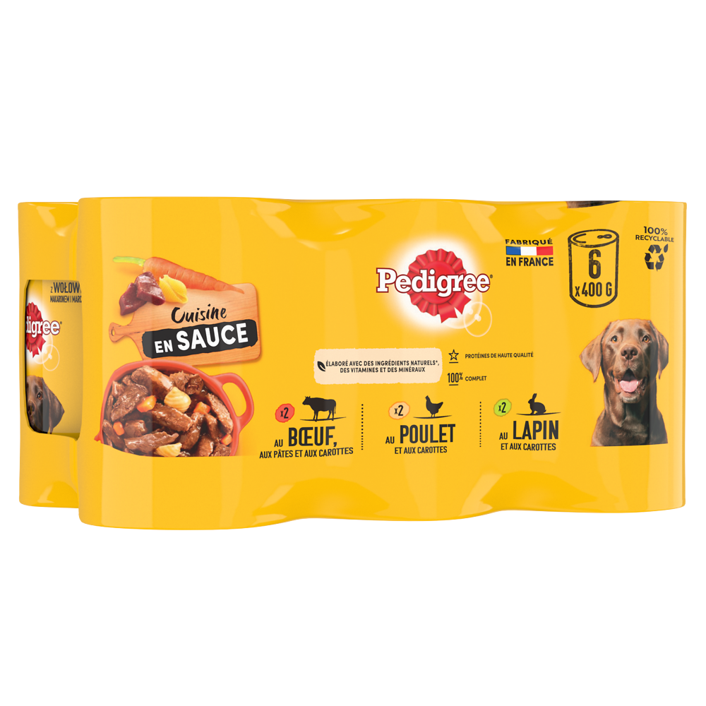 Boîtes chien Les cuisinés en sauce PEDIGREE - 6x400g