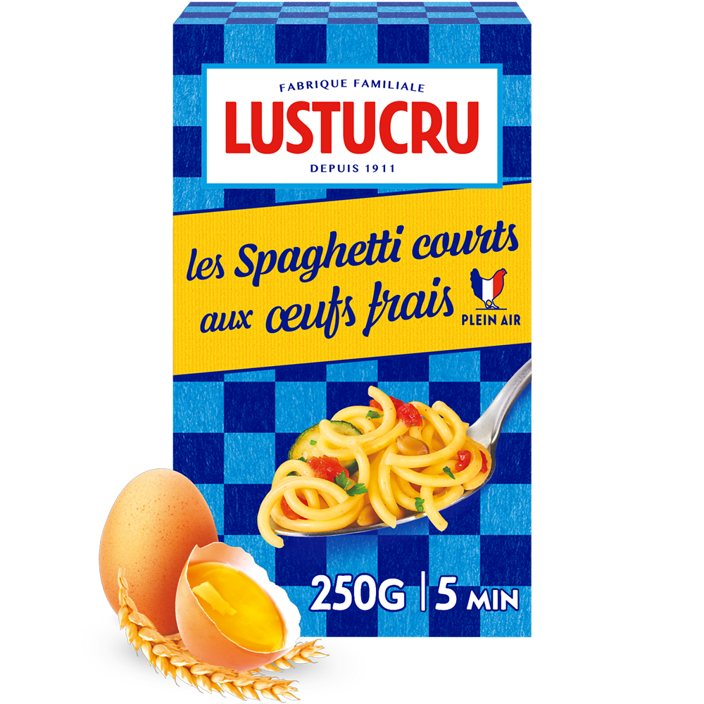 Spaghettis courts aux oeufs LUSTUCRU, 250g