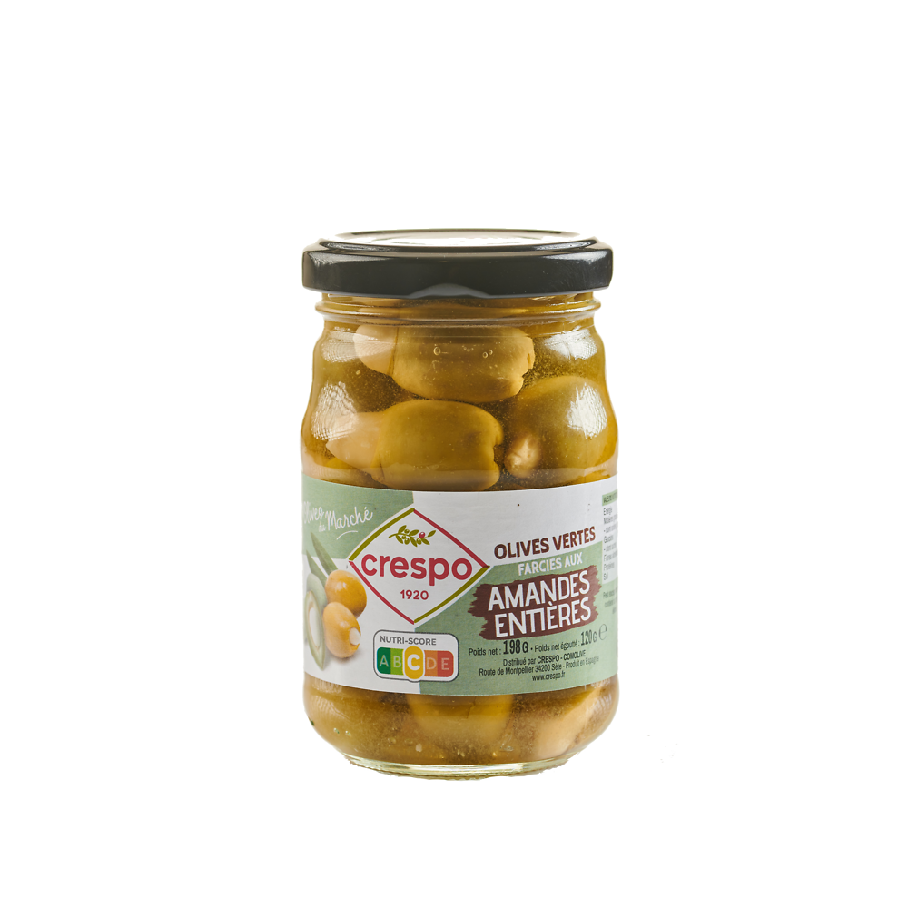 Olives vertes farcies amandes CRESPO, 120g