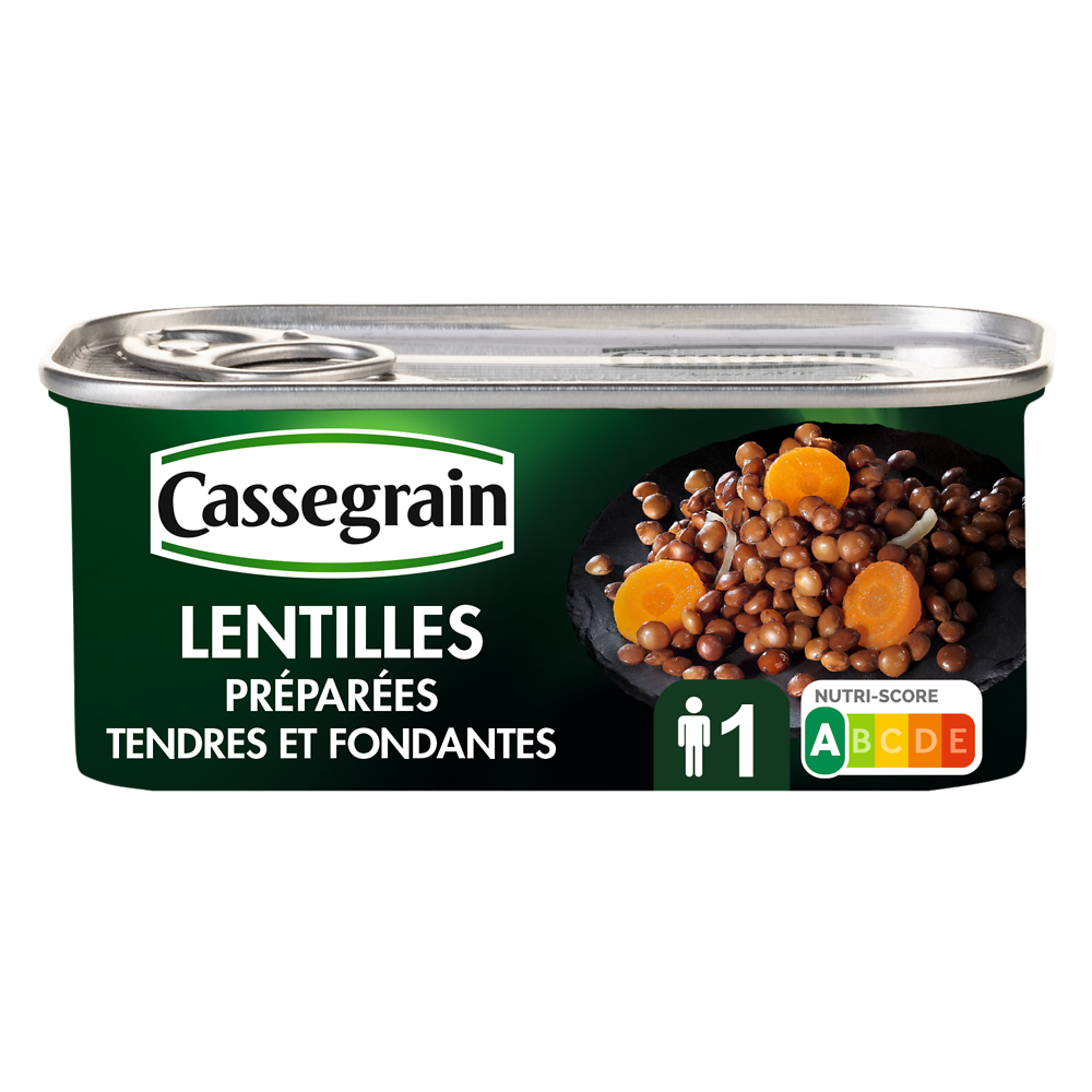 Lentilles cuisinées aux oignons et carottes CASSEGRAIN - Boîte 130g