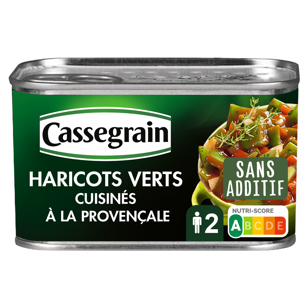 Haricots verts plats à la Provençale CASSEGRAIN - Boîte 375g