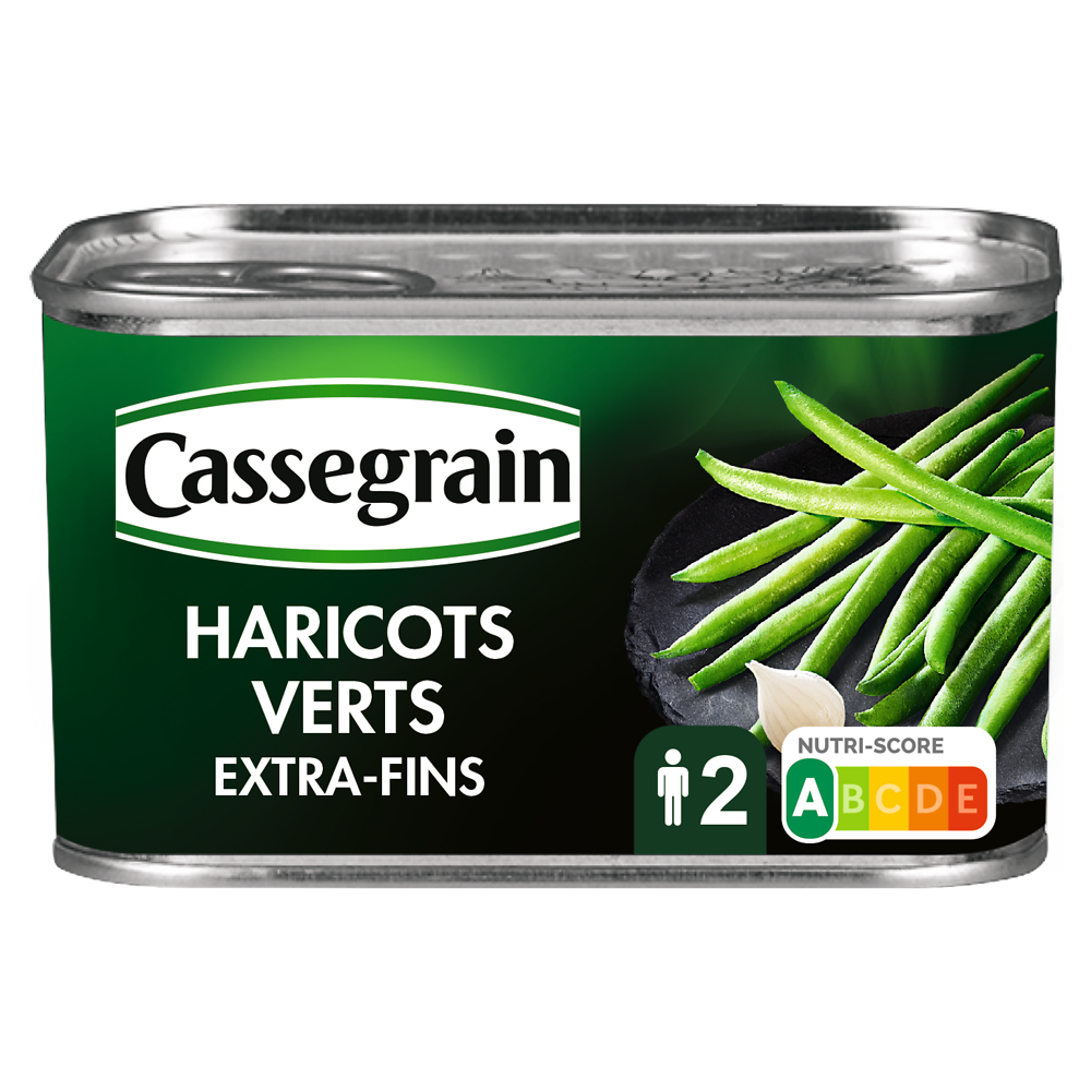 Haricots verts extra fins CASSEGRAIN - Boîte de 220g net égoutté