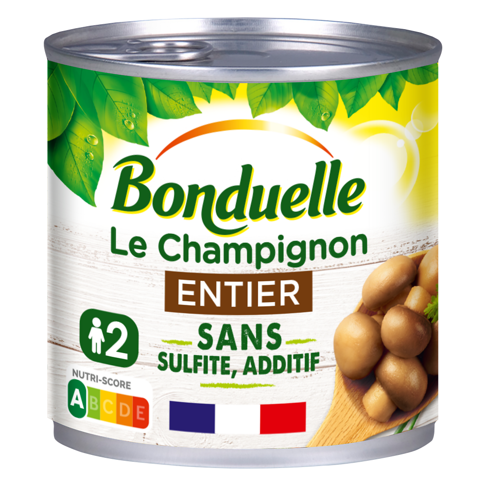 Champignons entiers sans sulfite BONDUELLE - Boîte 230g