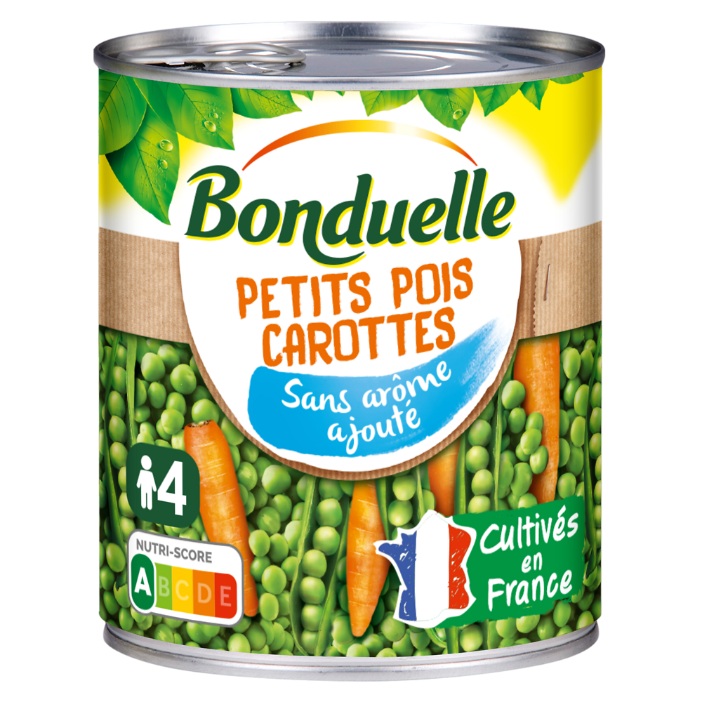 Petits pois et carottes sans arôme ajouté BONDUELLE - Boîte 4/4 530g